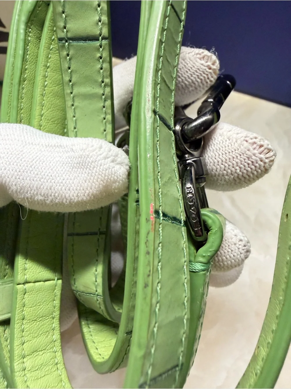 Coach Swagger 21 Exotic Green Croc-Embossed Structured Top-Handle Satchel